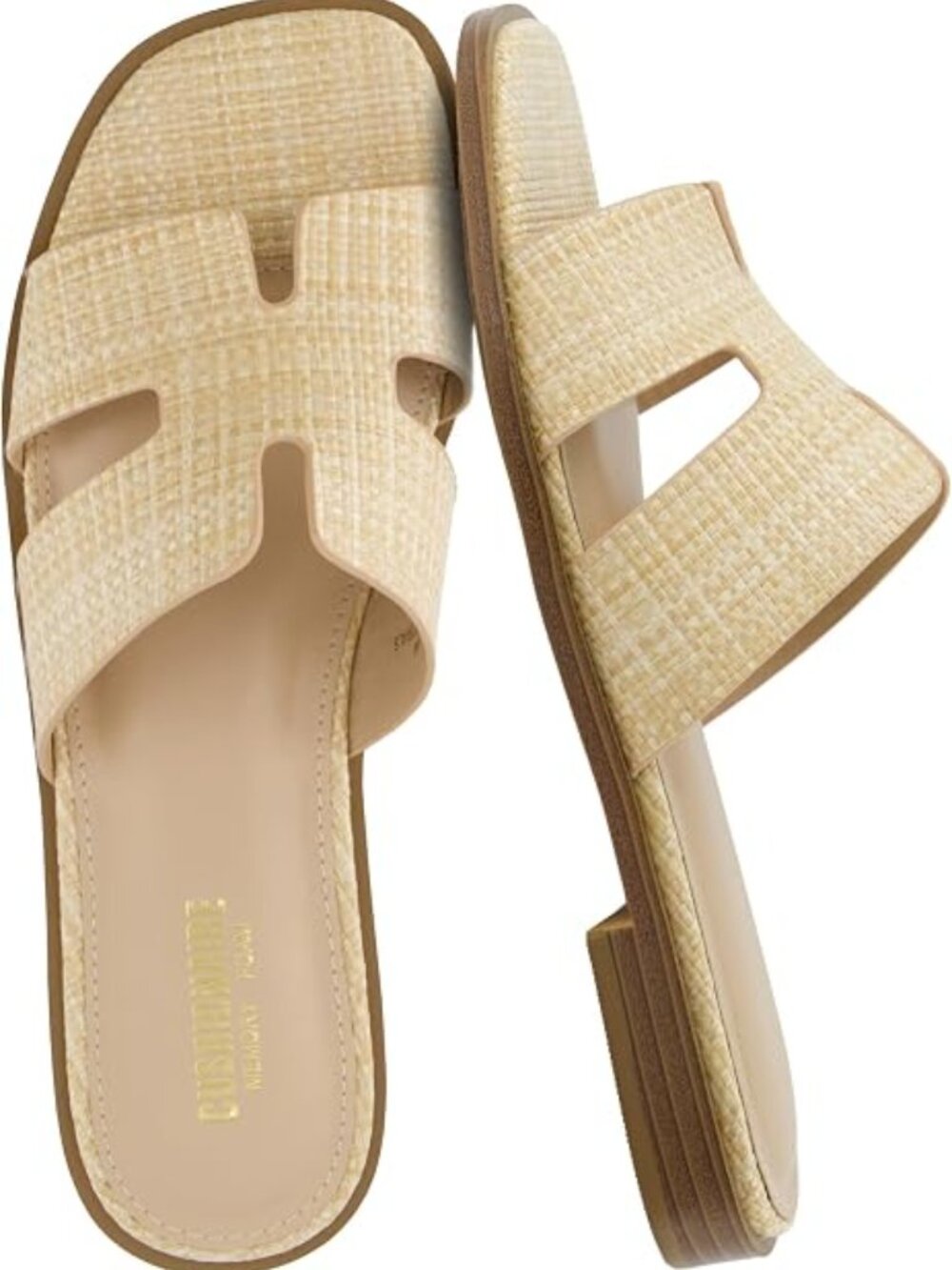 Voyage Cutout Strap Slides for Women, Slip On Summer Flats, Trendy Footwear, Mem